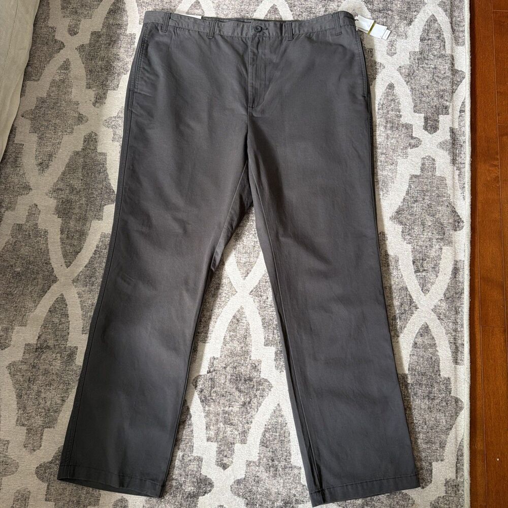Calvin Klein Mens Big & Tall Pants 44W 32L Stretch Straight Fatigue Gray NWT $75